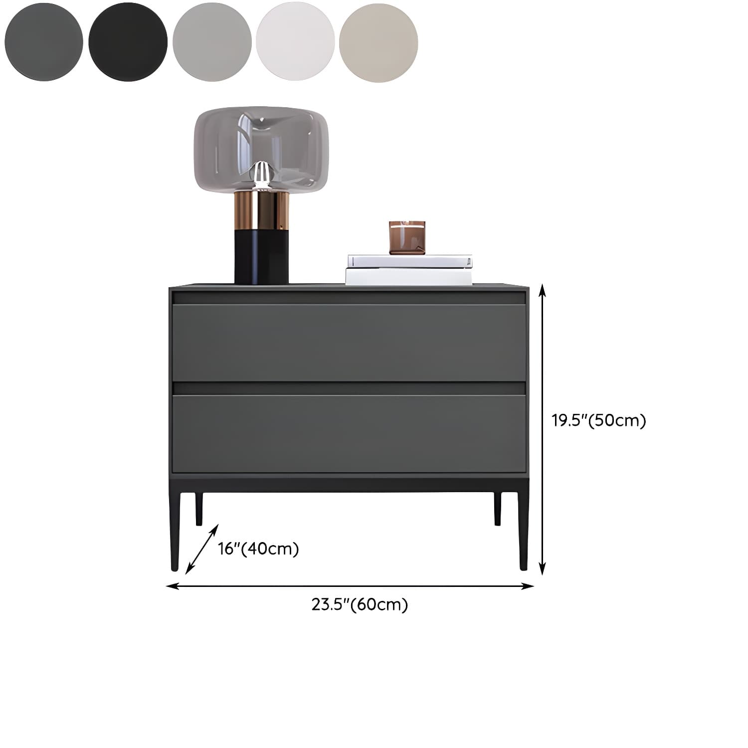 Wooden Night Table Contemporary Bedside Cabinet with 2 Drawers - image 17