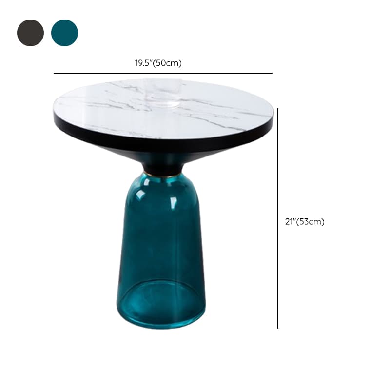 Simplistic Single Side Table with Hardened Glass and Plinth Base, Rounded Top - image 21