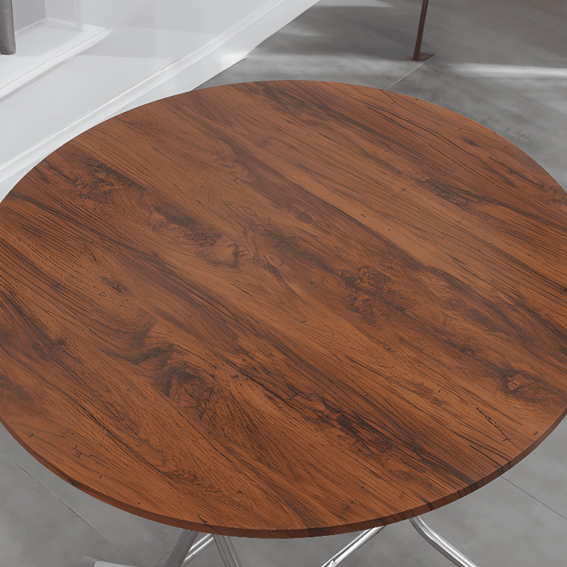 Art Deco Sepia/Natural Color/Cream Rounded Dining Table with Timber Top, Portable and Collapsible for 2 People - image 12