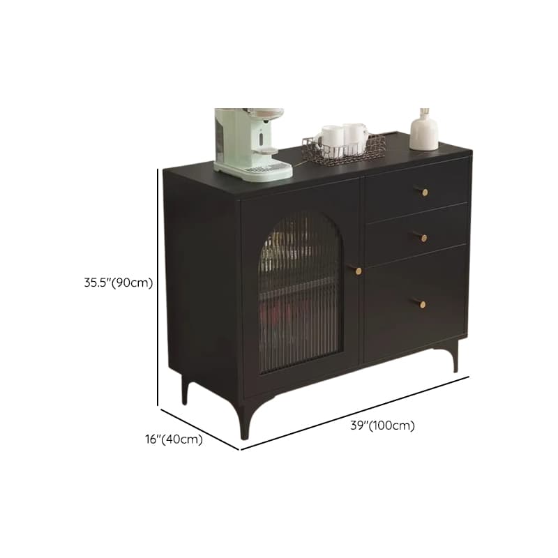 Narrow/Standard Coal Sideboard in Wood with Hutch, Glass Doors and Flexible Shelf in a Modern Style, 3 Drawers Included/Not Included - image 10