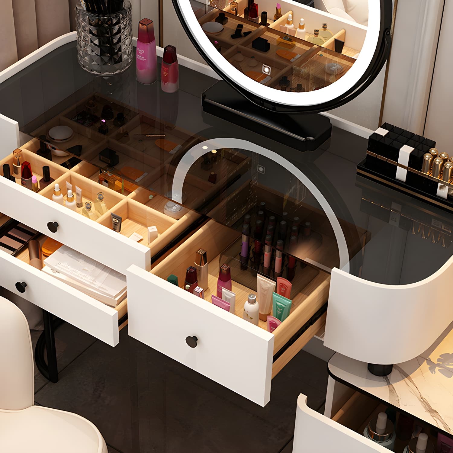 Contemporary Wood Make-up Vanity 15.75" Wide Make-up Vanity with Drawers - image 9