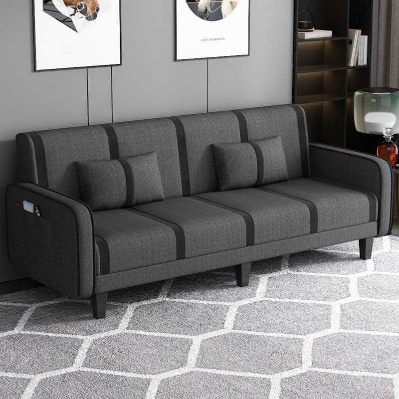 Striped Standard Sofa in Dark Gray/Cerulean/Off-White with Armrest - image 6