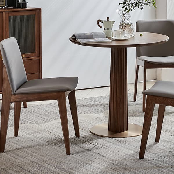 Traditional Brown Wood Dining Table with Wooden Top and Oak Pedestal Base - image 4