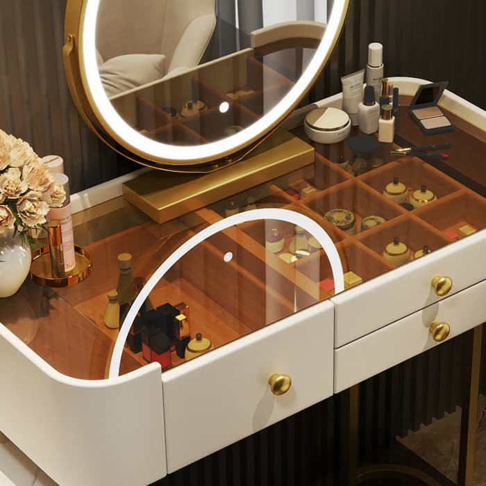 Contemporary Slate Countertop Adjustable Makeup Vanity with Drawers for Bedroom - image 10