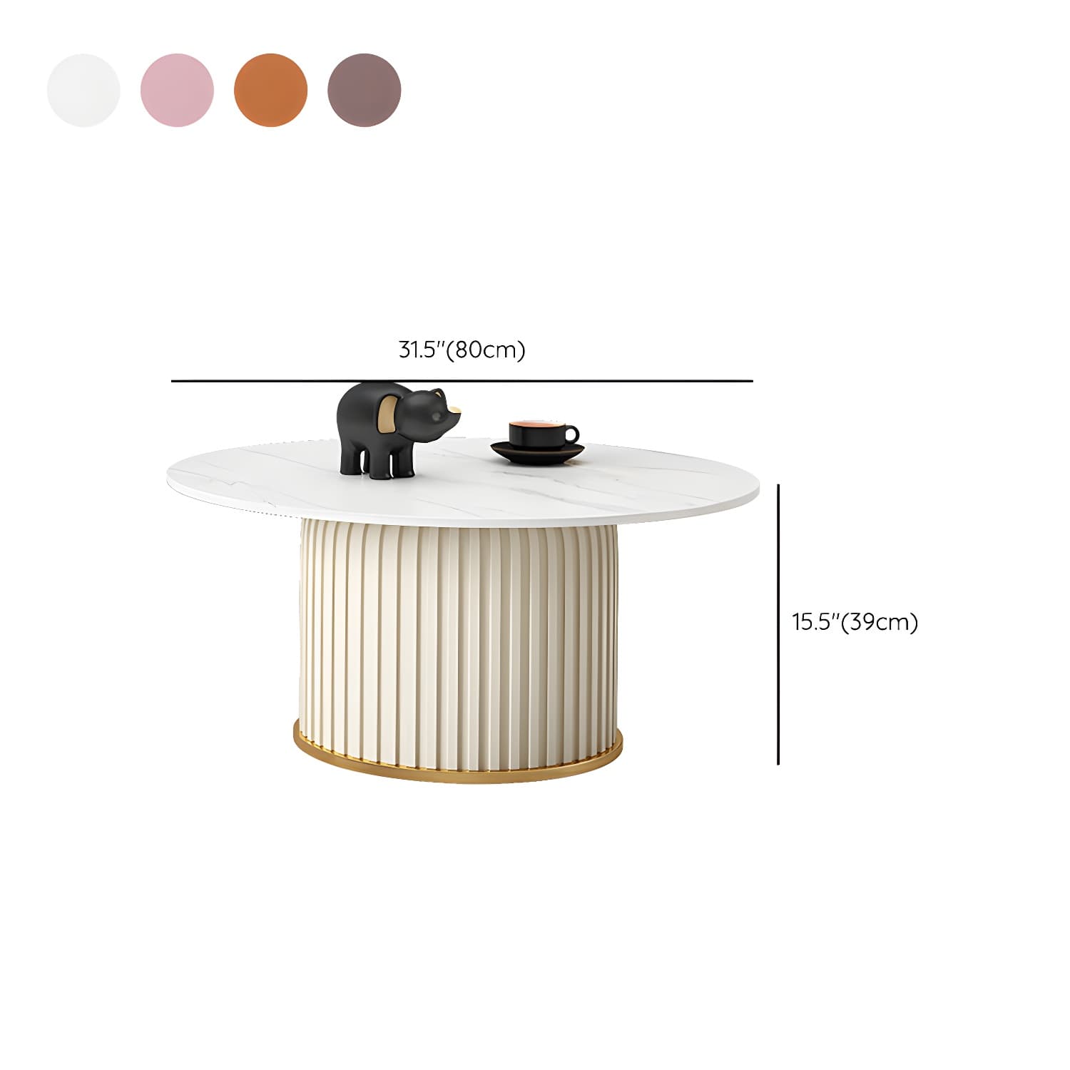 Slate Round Coffee Table Pedestal Coffee Cocktail Table for Living Room - image 13