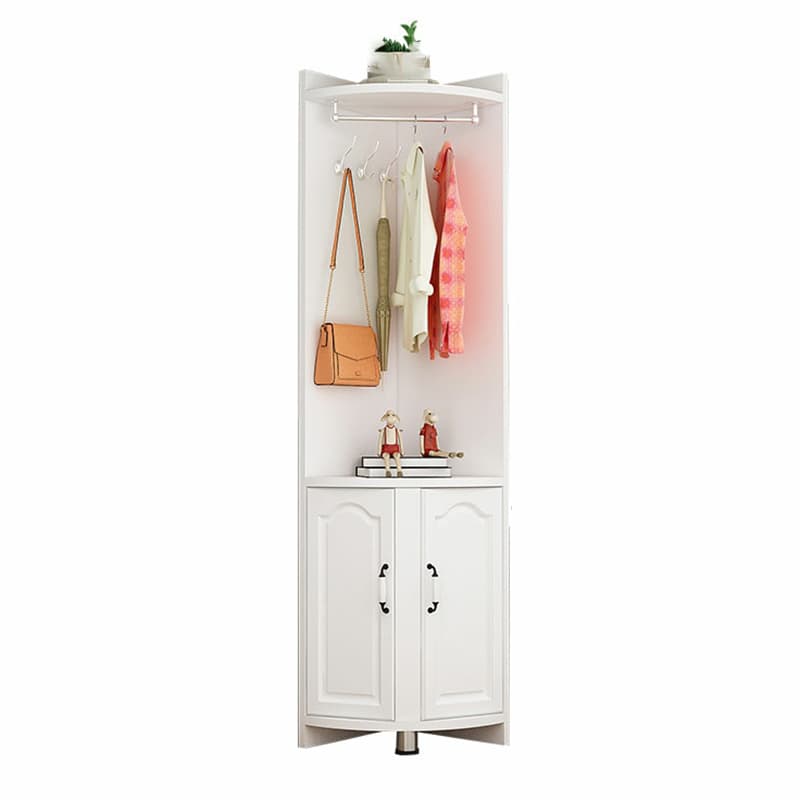Scandinavian Wood Corner Accent Cabinet with 1 Cabinet and Opening Shelves for Room - image 3