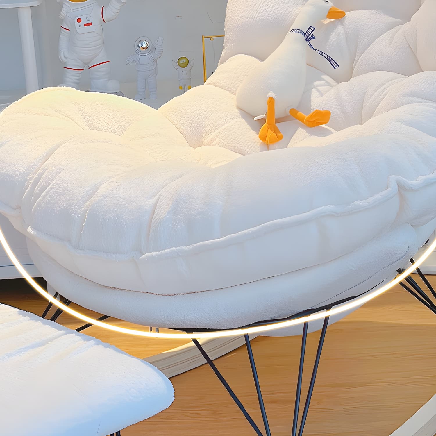 Modern Tufted Upholstered Rocking Chair with Natural Wood Legs - image 16