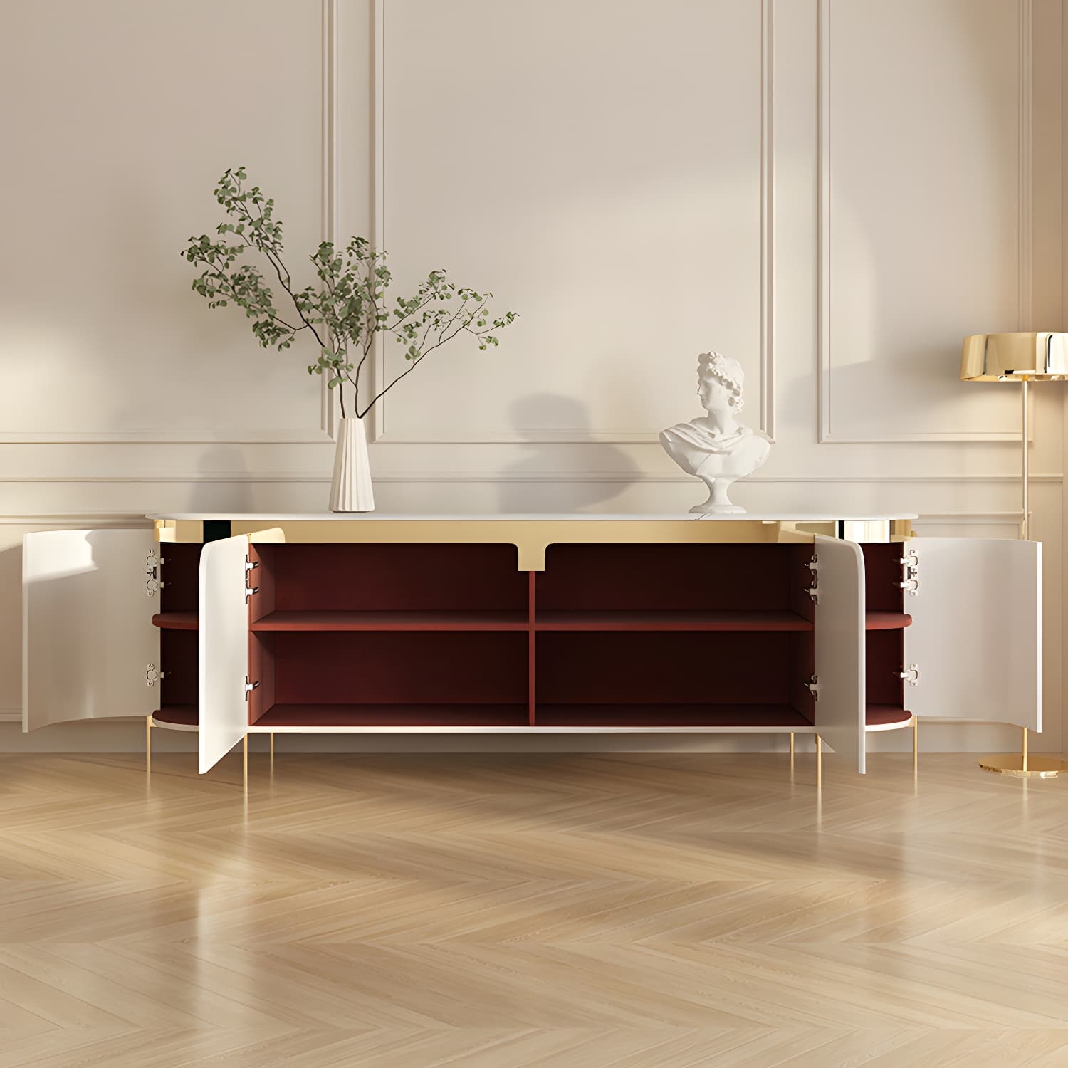 Marble TV Media Console Contemporary TV Console for Living Room - image 7