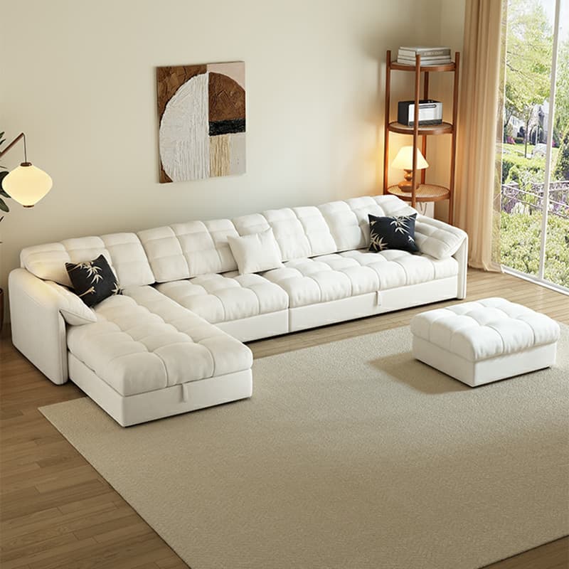 L-Shape/Straight Expandable Tufted Left Hand Facing/Horizontal Sofa Recliner/Sofa Couch with Concealed Support & Hidden Storage