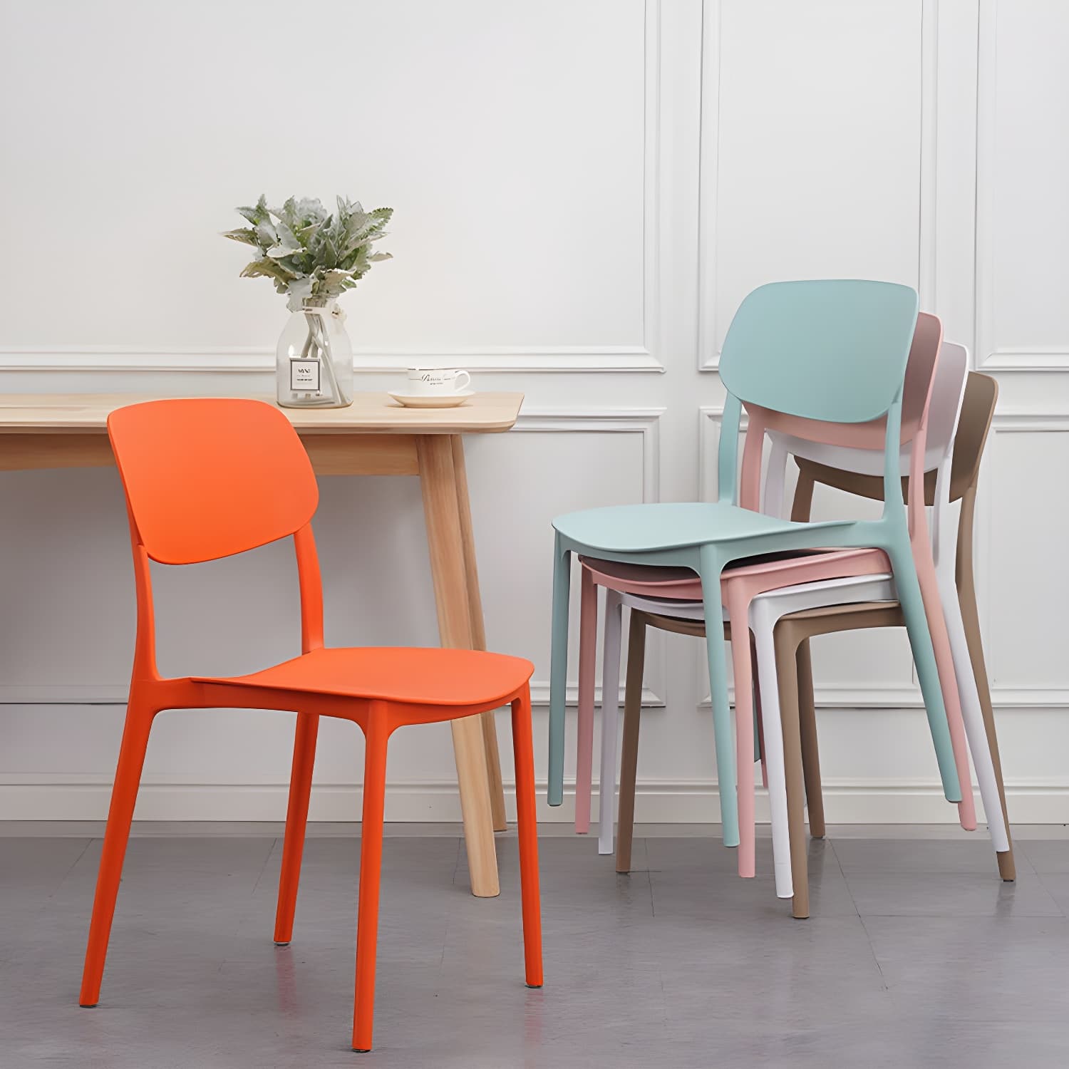Plastic Indoor-Outdoor Side Chair Armless Stackable Dining Chairs - image 19