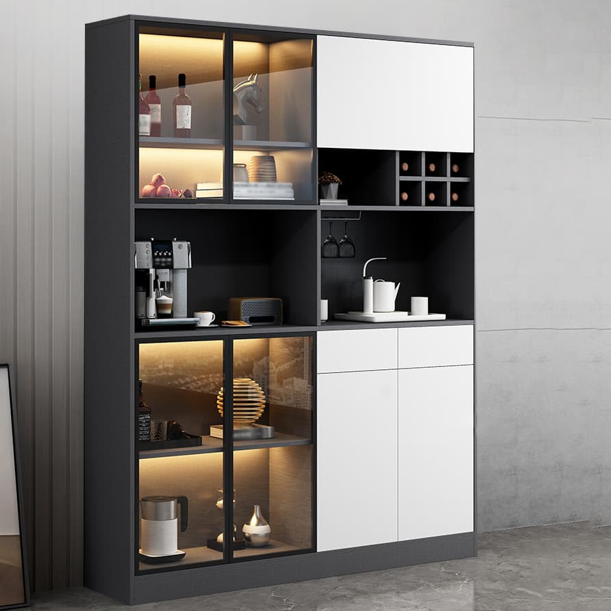 Wood Living Room Sideboard Cabinet Modern Credenza with Storage and Glass Door - image 5