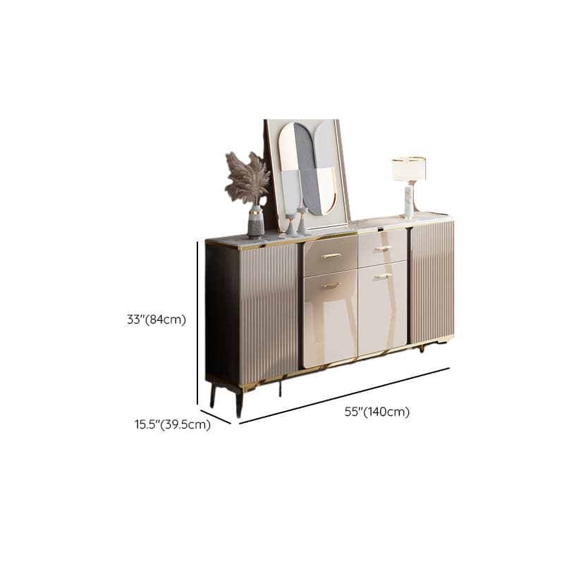 Luxury Off White Sideboard with Faux Marble Countertop and Standalone Design - image 12