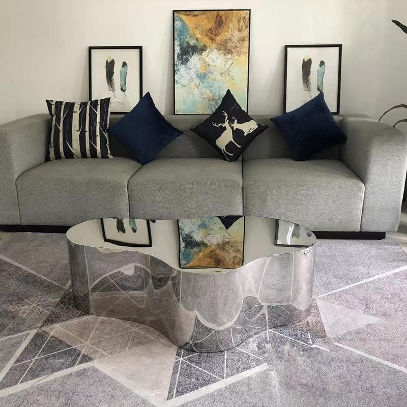 Silver Alloy Irregular/Circular-shaped Accent Table for Small Spaces - image 4