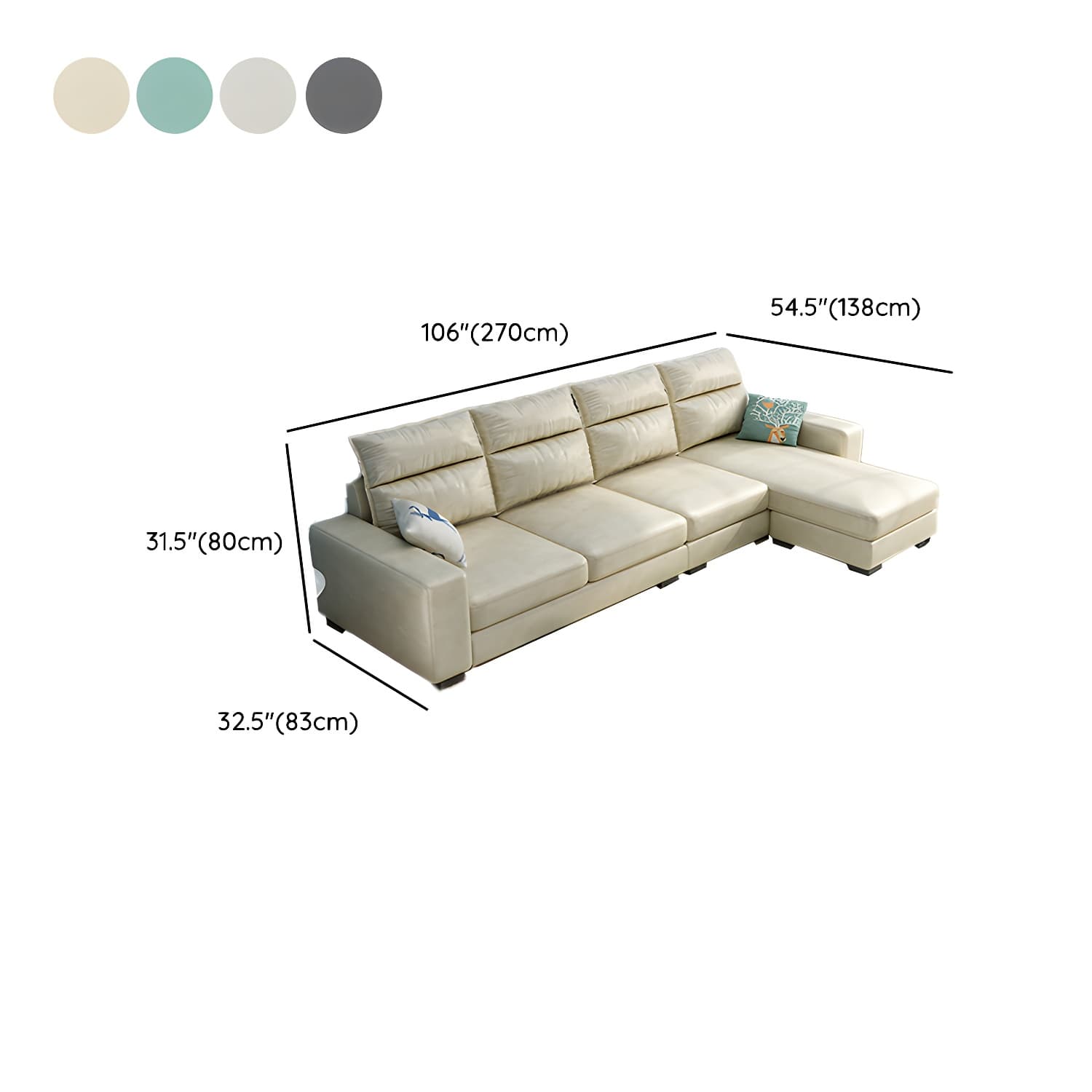 Scandinavian Wood Frame L-Shaped Modular Sofa Chaise in 2 Piece Set with Black Legs - image 16