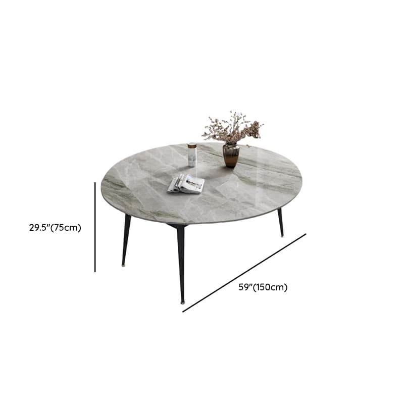 Dining Table Set with Rounded Shape, Slate Stone Table Top, Fixed Table Mechanism, Padded Chair with Back, and Light Gray Table Top - image 10