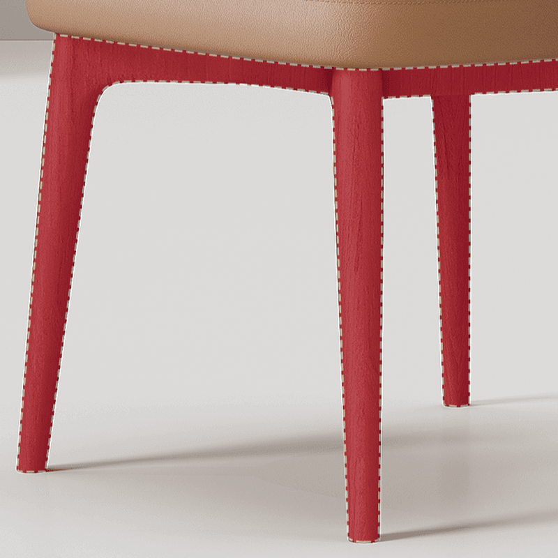 Contemporary Sturdy Side Chair with Uncovered Back, Polyurethane Upholstery, and Lumber Legs Outlined Frame - image 14