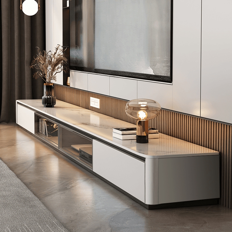 Art Deco Sintered Stone TV Stand for Sitting Room with Multiple Drawers, Storage Cabinet, Cable Management, and Door - image 5