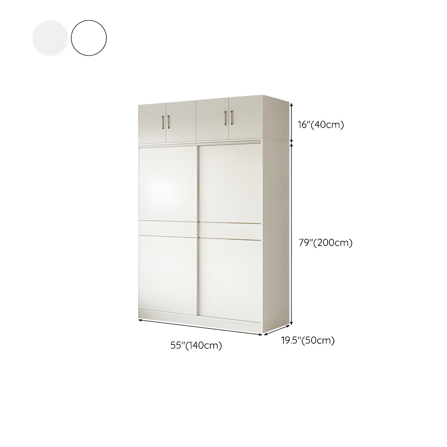 Fashionable Sliding Door Storage Wood Wardrobe with Metal Clothing Rod and Shelves in White Color - image 20