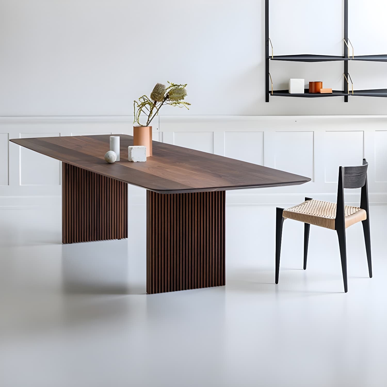 Modern Rectangle Dining Site Table Solid Wood Double Pedestal Kitchen Dining Table - image 3