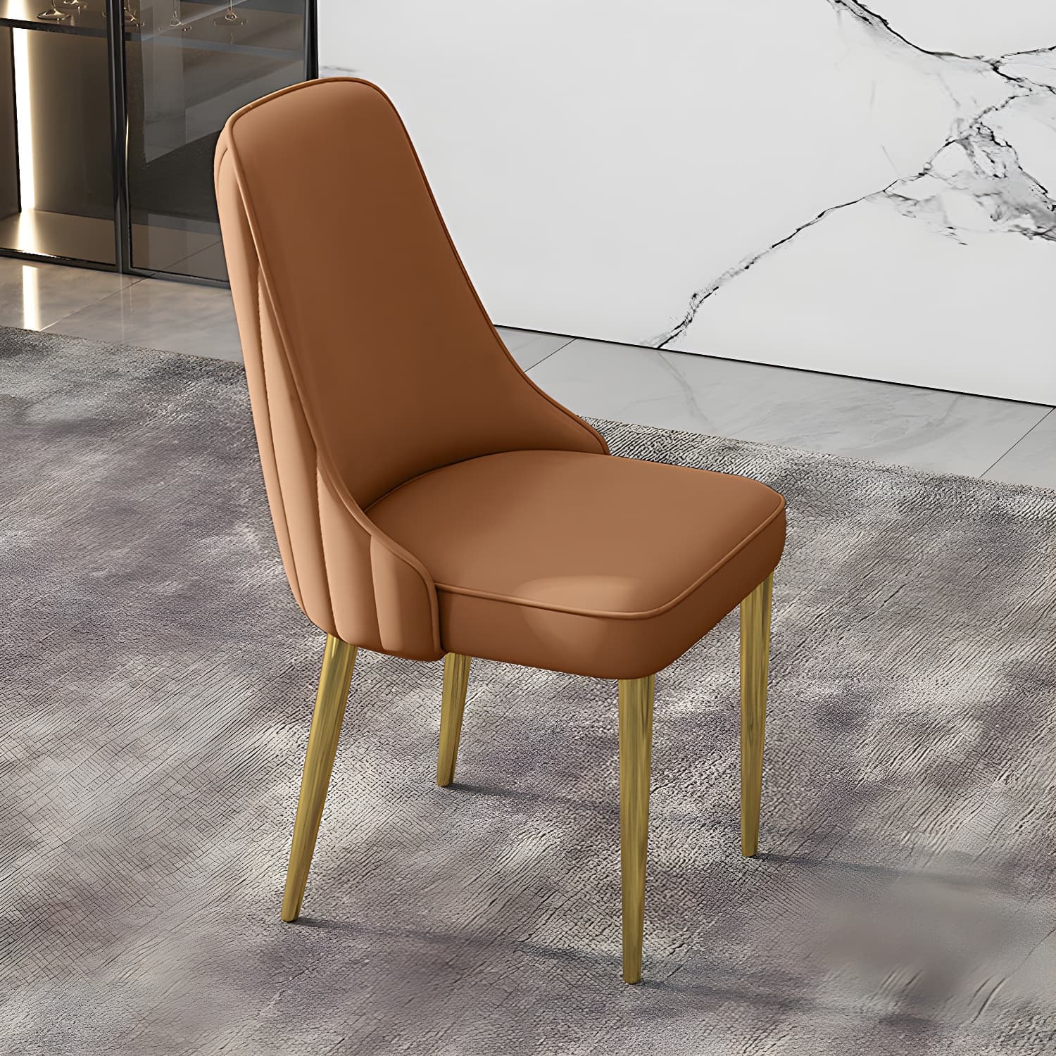 Glam Style Side Chair PU Leather Dining Chair for Living Room