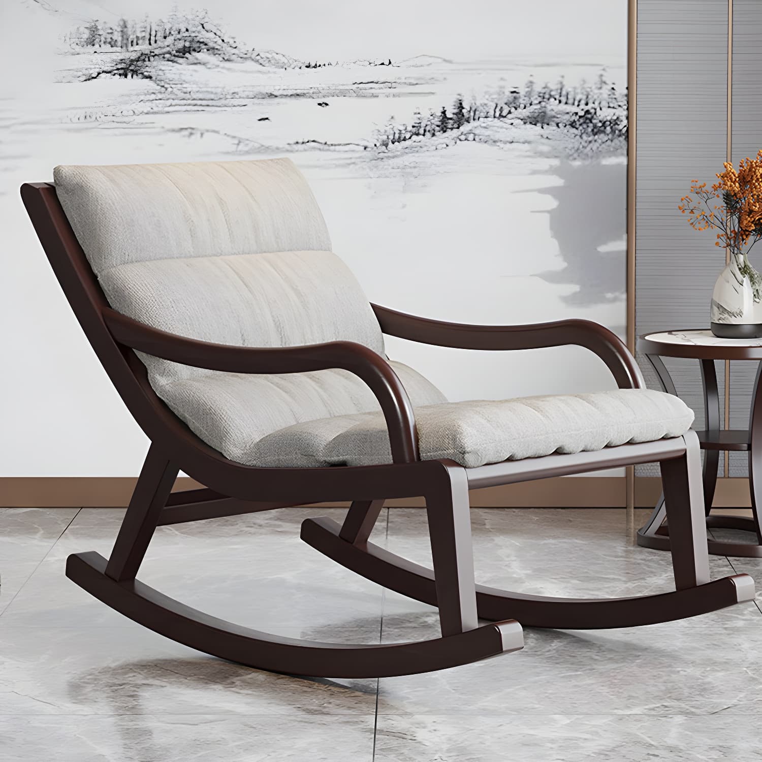 Reclining Solid Wood Living Room with Dark Legs Traditional Rocking Chair - image 8