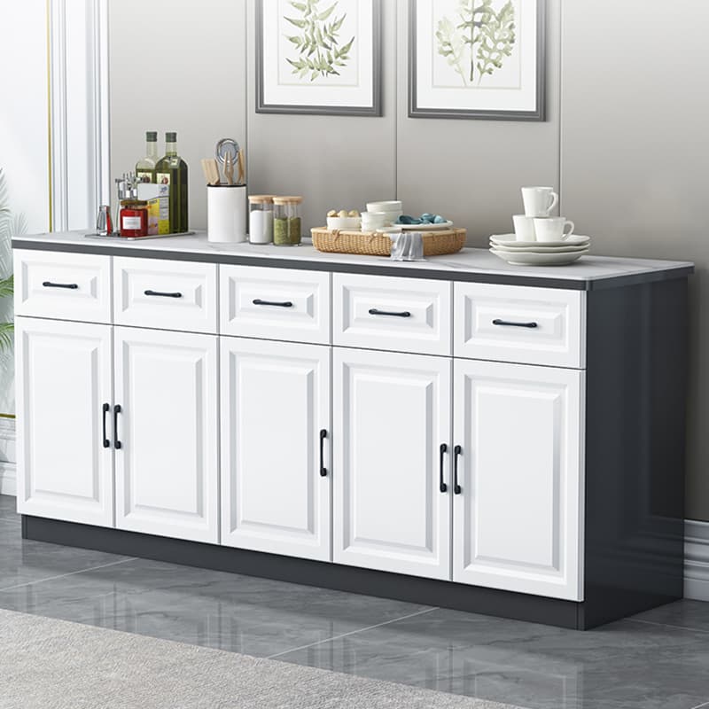 Natural Finish/Light Wood/Ashen Wood Floor Sideboard with Countertop and Kitchen Appliance Storage - image 4