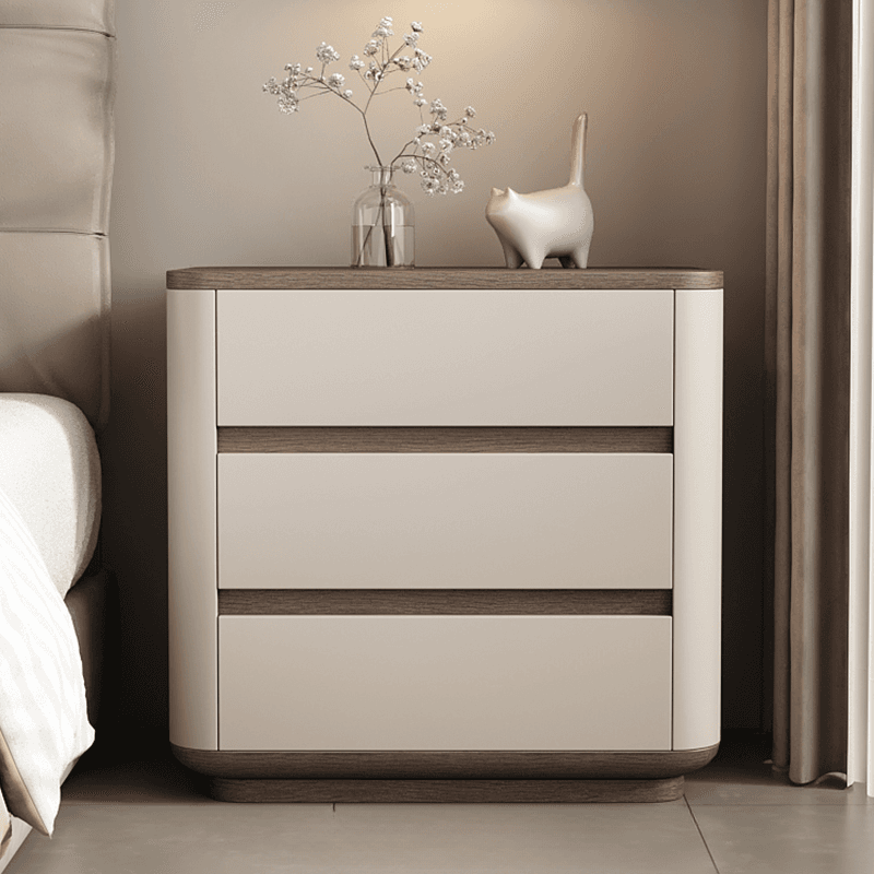 Organic Modern Nightstand With Drawer Organization with 3 Drawers and Real Wood Countertop - image 3