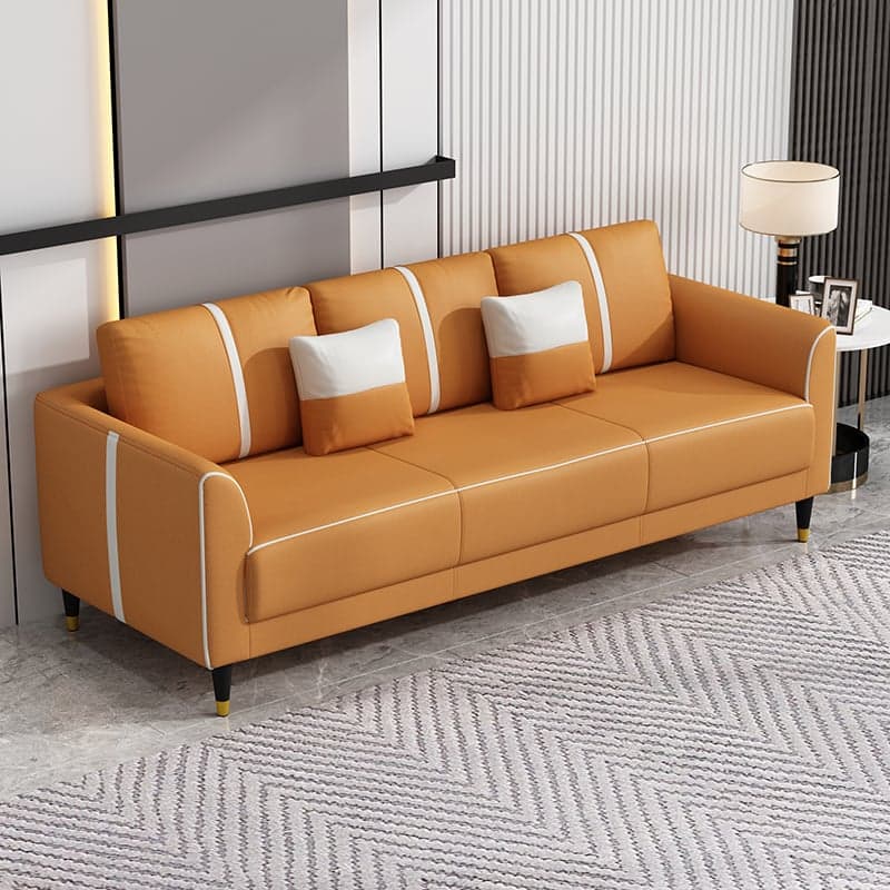 Trendy Scratch-durable Lime Green/Cocoa/Coffee Sofa Couch with Flared Arm, 3-Seater, 2 Pillows, and Wide Pillow Back - image 9