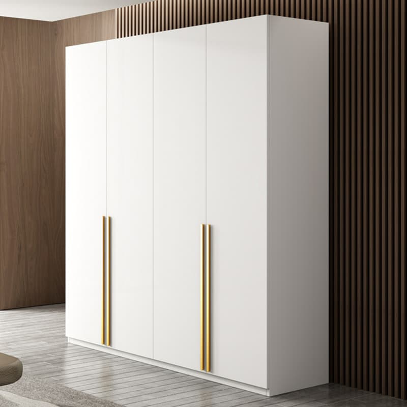Simple Lumber White Wardrobe Armoire with Interior Shelves & Clothing Rack & Soft Close Drawer & Soft Close Door