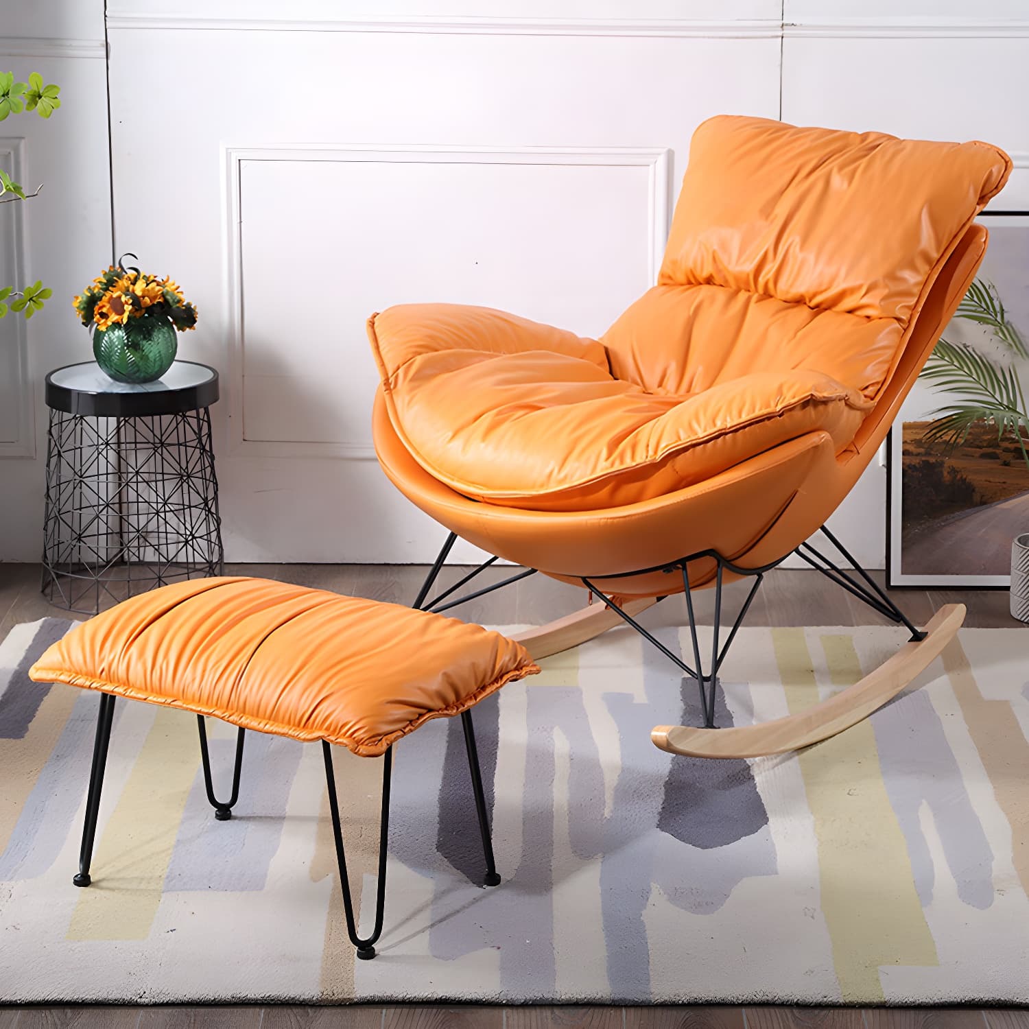 Modern Style Single Rocking Chair Indoor Lazy Sofa Rocking Chair for Living - image 3