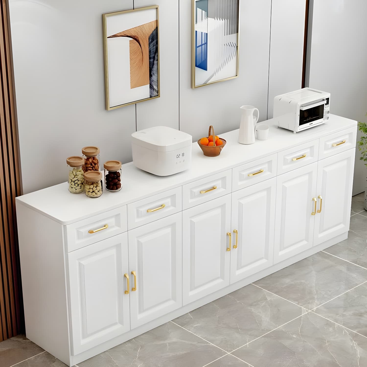 Modern Wood Sideboard Credenza with Drawers and Interior Shelves - image 10