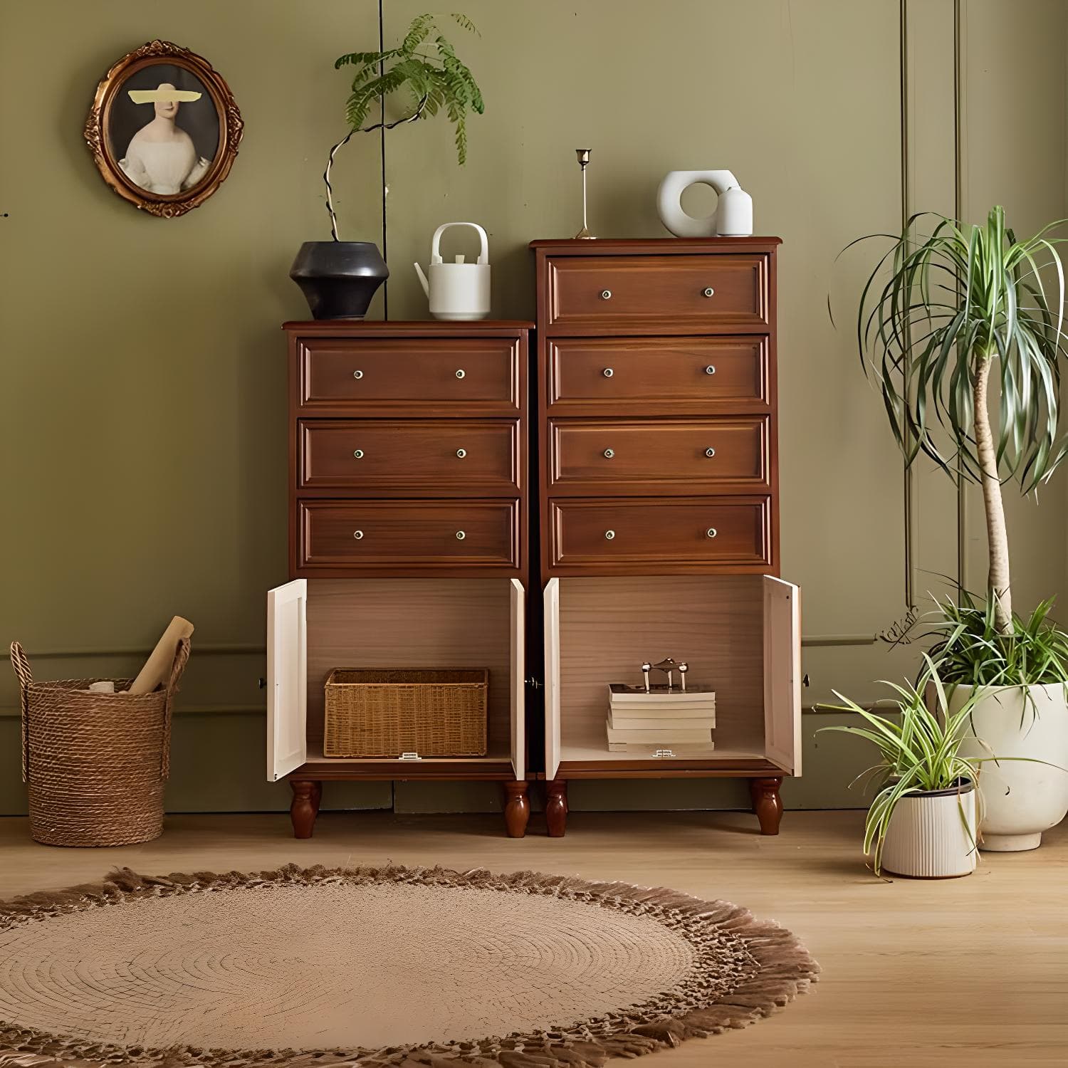 Mid-Century Modern Rectangular Wood Accent Cabinet with 1 Cabinet and Drawers - image 9