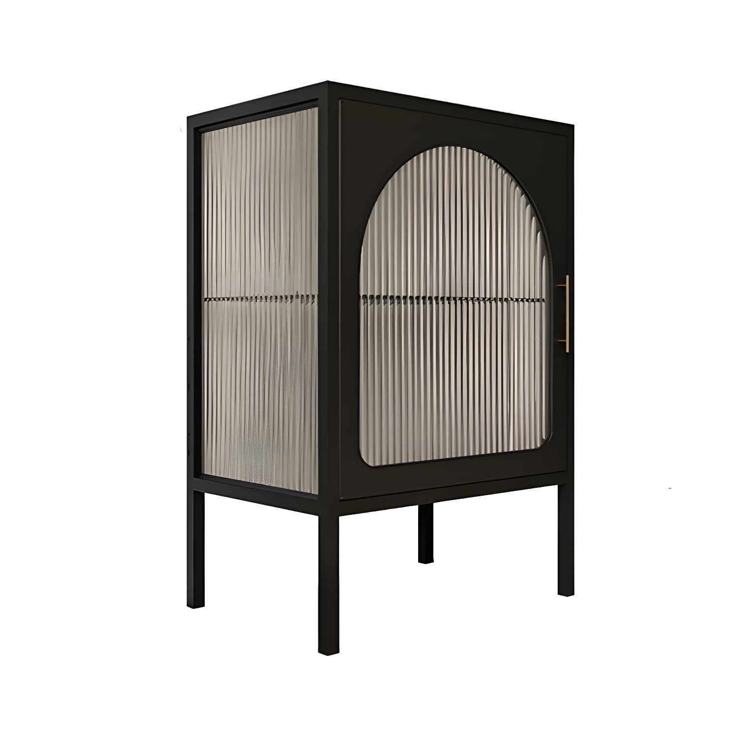 Black/white Two Shelves Nightstand Glass Modern 1-door Nightstand - image 5