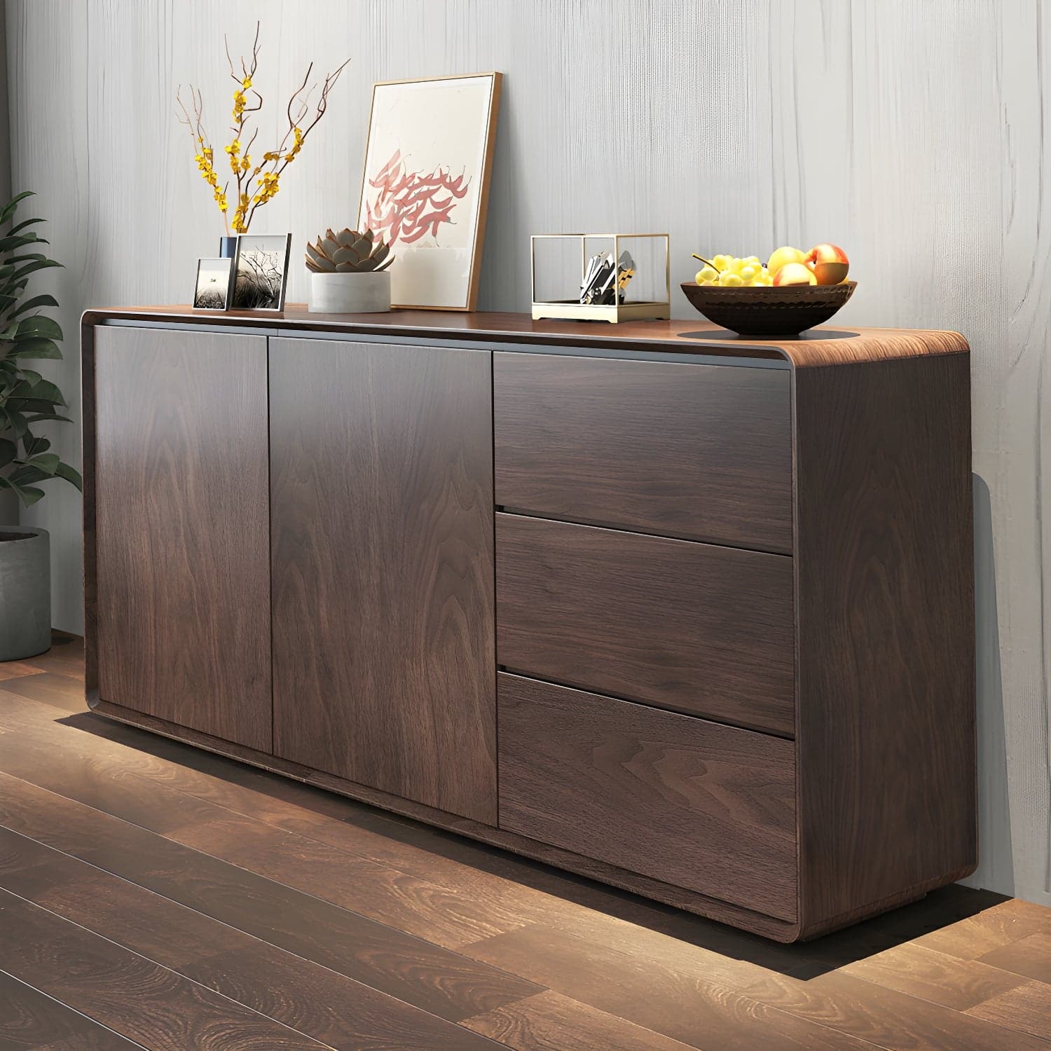 Modern Wood Buffet Sideboard Cabinet with 2 Doors and 3 Drawers - image 5