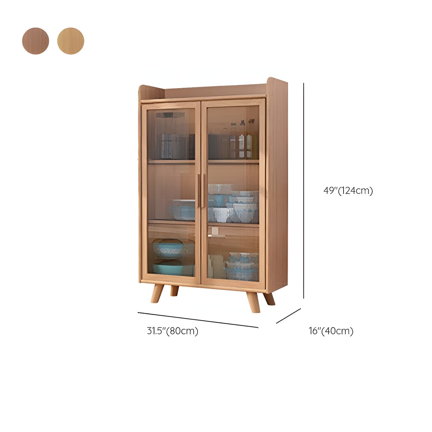 Scandinavian Style Narrow Wood Cabinet 40 cm Buffet & Sideboard Without Drawers Server - image 24