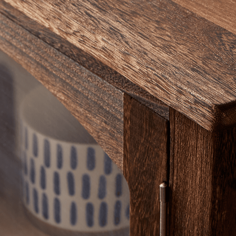 Classic Parlor Independent Accent Cabinet with Distressed Wood Finish, Damp-proof and Bun Feet - image 5