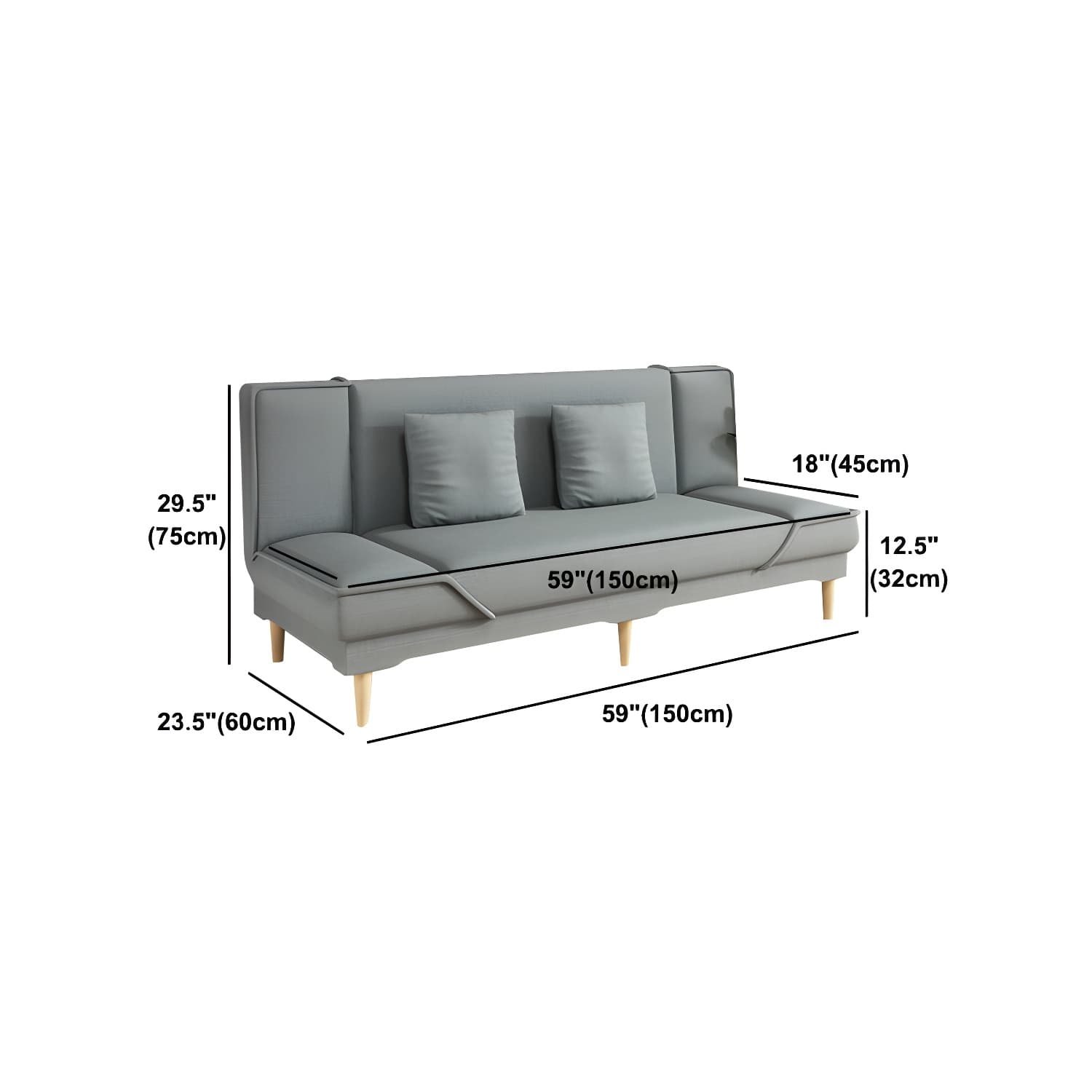 Contemporary Armless Convertible Sofa Linen Foldable Sofa for Apartment - image 23