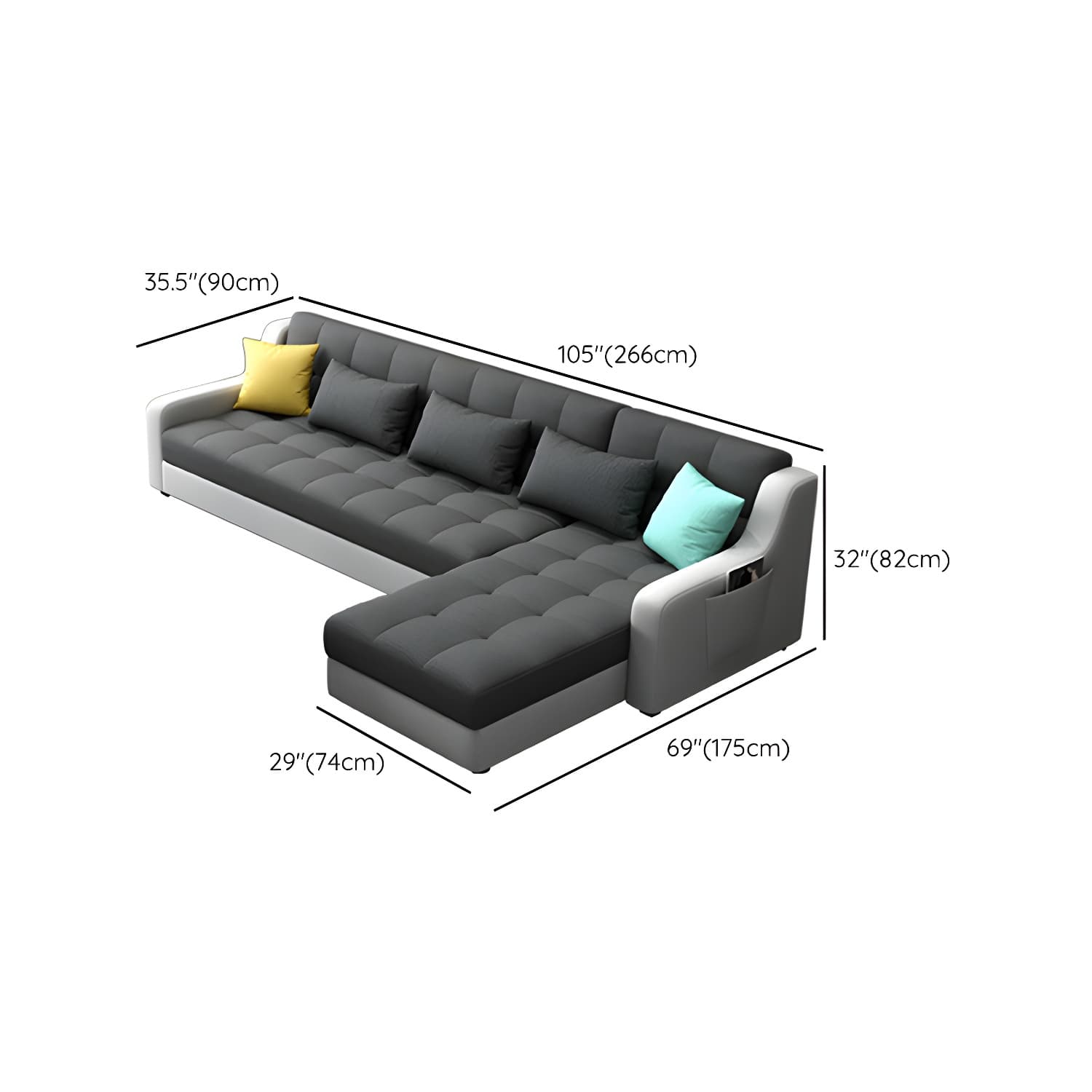 Modern Gray Linen Sleeper Sectional in Wood Frame without Nail Head Trim - image 22
