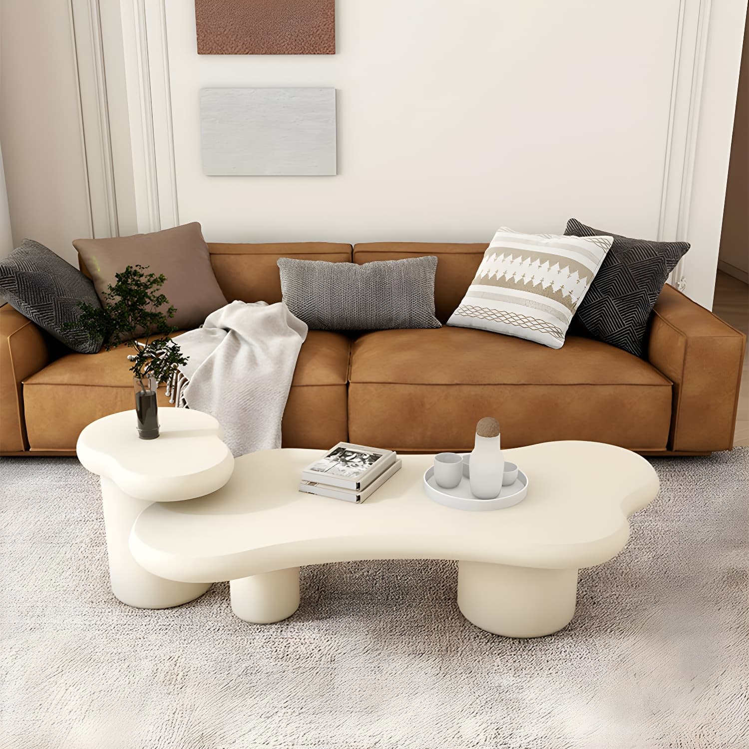 Cloud Shape Coffee Cocktail Table in Solid Wood Modern Style - image 5