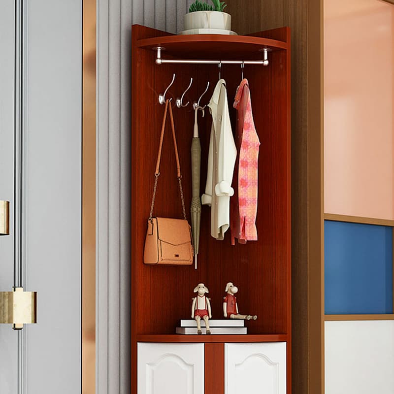 Scandinavian Wood Corner Accent Cabinet with 1 Cabinet and Opening Shelves for Room - image 7