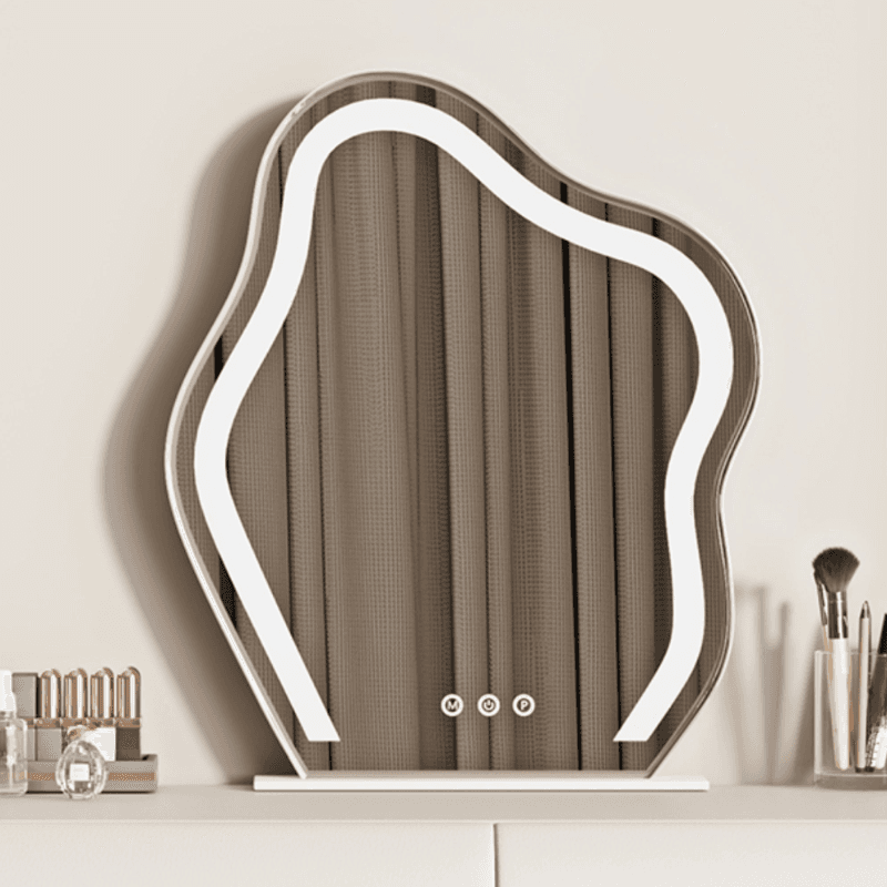 Modish Large/Standard Makeup Vanity/Vanity Set with White Seating, 5 Drawers, Timber Frame, and Mirror Lights - image 7
