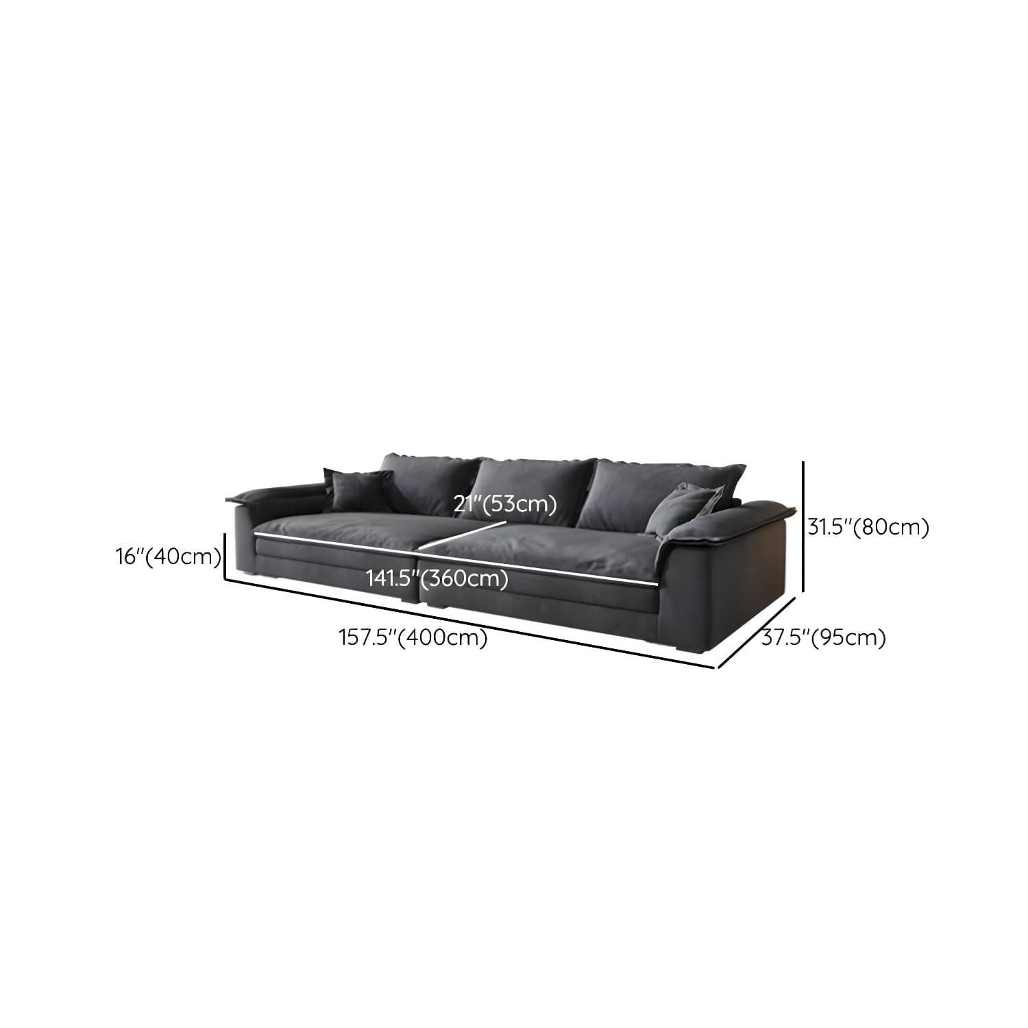 Grey Mid-Century Modern Sofa with Wood Frame and Tech Cloth Upholstery - image 18
