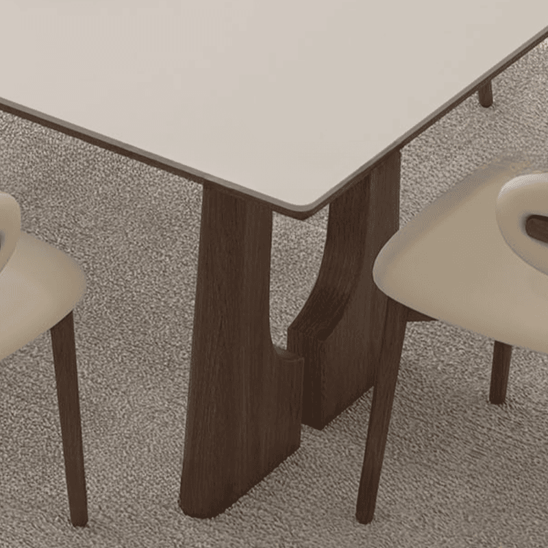 Dining Table Set with Slate Two-sided Pedestal, Upholstered Back, Fixed Table, Padded Chair, and White Top - image 5