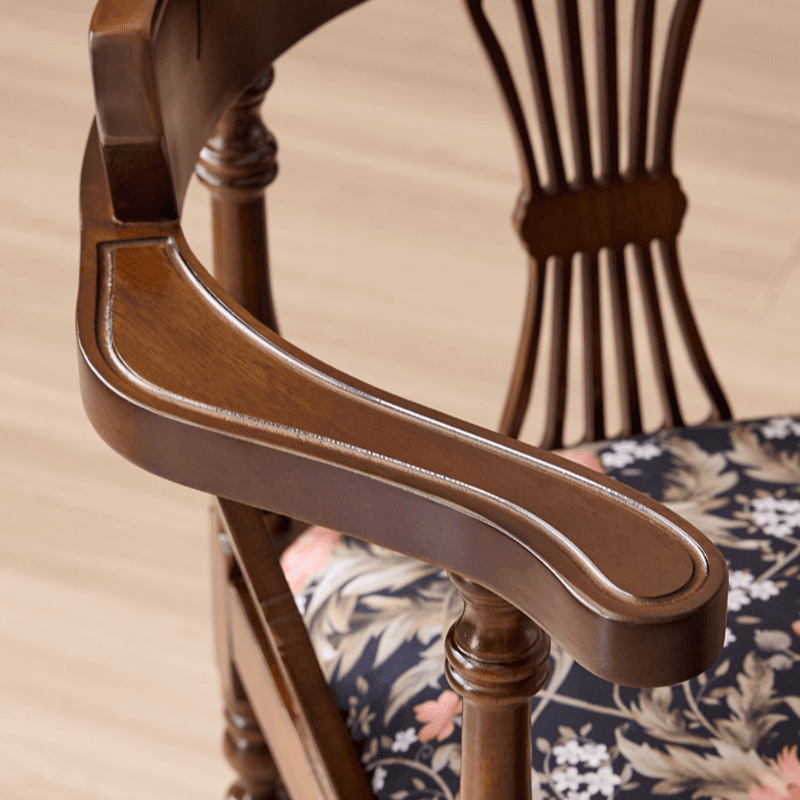 Drawing Room Arm Chair with Cushion, Arms, Natural Wood Legs, Low Back, and Foot Pads - image 8