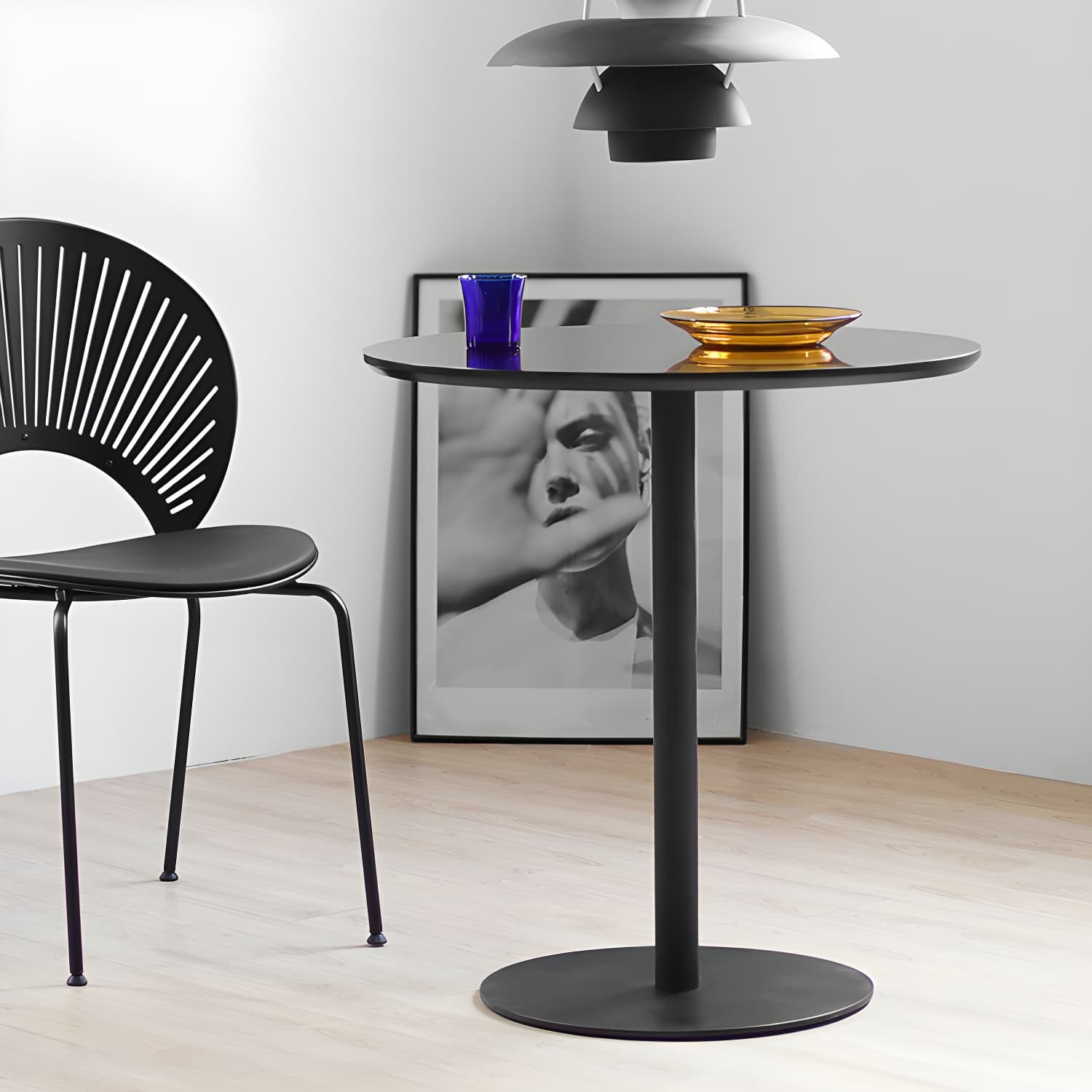 Round Tulip Base Casual Dining Table Four-Color Fixed Table with Solid Wood - image 20