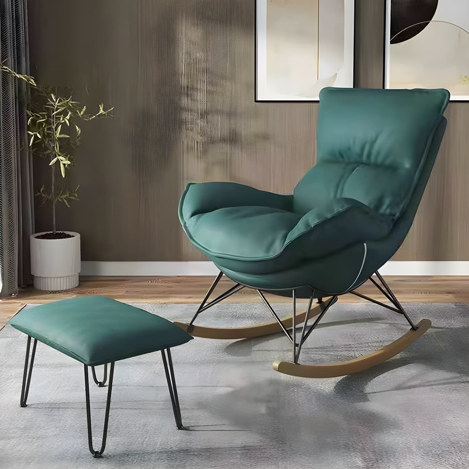 Contemporary with Light Legs Living Room Spindle Rocking Accent Chair - image 13