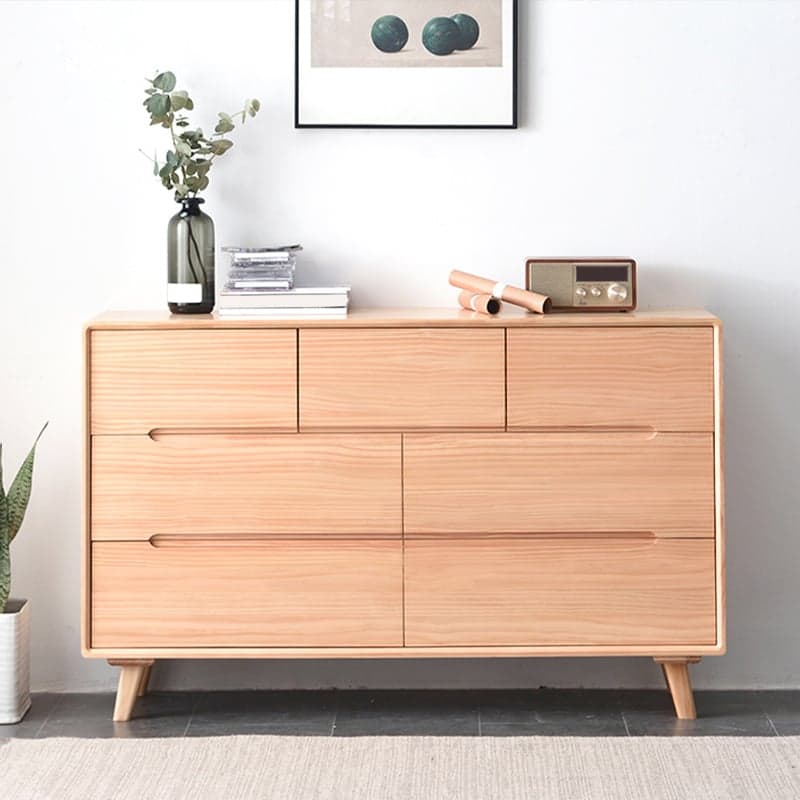 Five-Drawer Wooden Dresser, Natural Color, Modern Design, 50in Length, Pre-Drilled - image 4