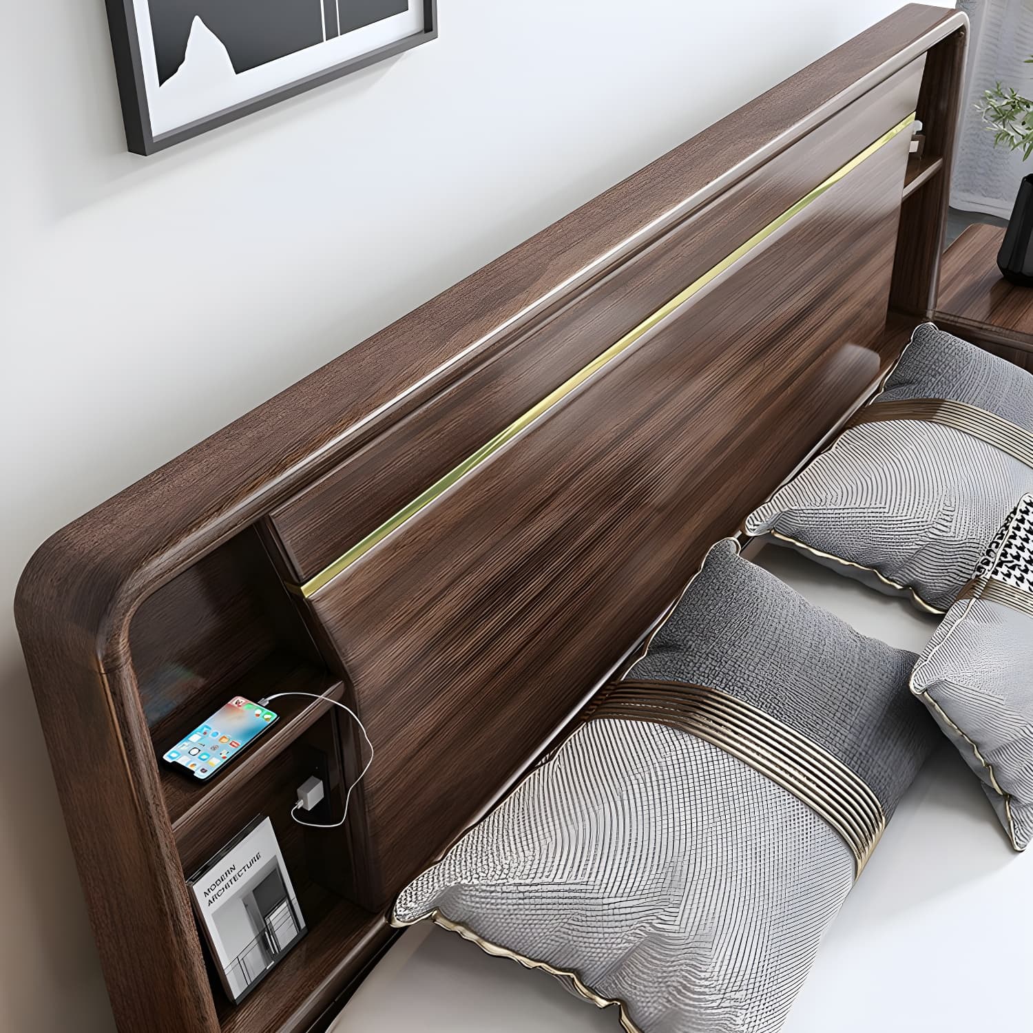 Mid-Century Modern Wood Bed with Headboard, Footboard, and Sleek Design for Stylish Comfort - image 9