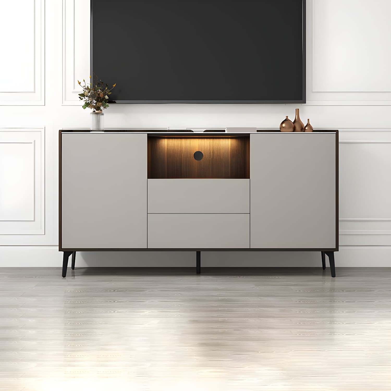 Contemporary Style Stone TV Stand 2 Doors and 2 Drawers TV Cabinet - image 14
