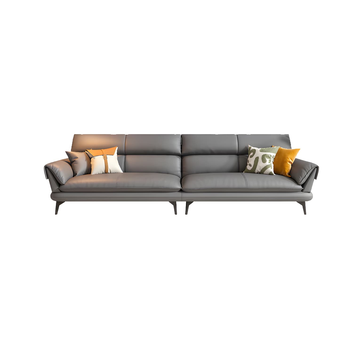 Modern Gray Tech Cloth Sectional with Flared Arms and Cushion Back - image 5